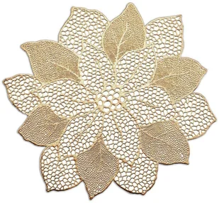 Zeller Złota podkładka koronkowa z kształcie kwiatka podkładki pod talerze podkładki na stół nowoczesne podkładki na stół okrągłe (B07CM492JD) - Obrusy i serwetki - miniaturka - grafika 2