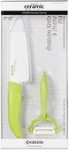 Noże kuchenne - Kyocera KYOCERA zestaw 140 + CP10 GR nóż kucharski z obieraczki zestaw ekonomiczny, ceramiczne ostrze, biały i uchwytem, zielony SET 140+CP10 GR - miniaturka - grafika 1