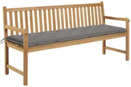 Ławki ogrodowe - vidaXL Ławka ogrodowa z szarą poduszką, 175 cm, lite drewno tekowe 3062800 - miniaturka - grafika 1