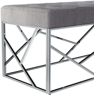 vidaXL Ławka, 97 cm, szara, aksamitna tkanina i stal nierdzewna vidaXL - Ławki do przedpokoju - miniaturka - grafika 5