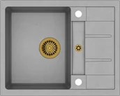 Zlewozmywaki - QUADRON MORGAN 116 szary metalik + odpływ złoty PVD (HB8210U5-G1) HB8210U5-G1 - miniaturka - grafika 1