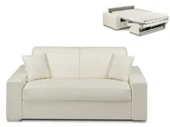 Sofy i kanapy - Vente-Unique 2-osobowa kanapa z ekspresowym mechanizmem rozkładania z materiału skóropodobnego EMIR - Kolor: biały - Miejsce do spania: 120 cm - Materac 14 cm - miniaturka - grafika 1