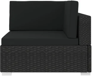 vidaXL Siedzisko narożne z poduszką, polirattan, czarne - Fotele i krzesła ogrodowe vidaXL Siedzisko narożne z poduszką, polirattan, czarne - Fotele i krzesła ogrodowe - miniaturka - grafika 3