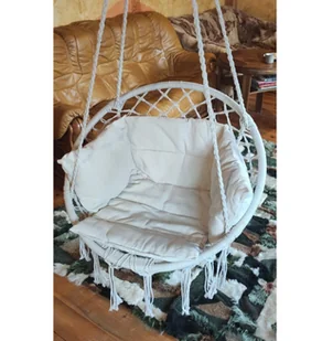 SASKA GARDEN Hamak ażurowy fotel wiszący 80x60cm luxe z poduszką ecru 1026947 - Fotele ogrodowe wiszące - miniaturka - grafika 11