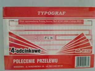 Typograf Polecenie przelewu/wpłata gotów. IV odc. 01133 - Druki akcydensowe - miniaturka - grafika 2