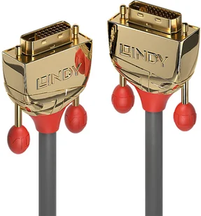 Lindy złoty kabel DVI Dual Link DVI-D (M)/DVI-D (M) 50 cm kciukiem ze śrubkami szary (36200) 36200 - Kable komputerowe i do monitorów - miniaturka - grafika 2