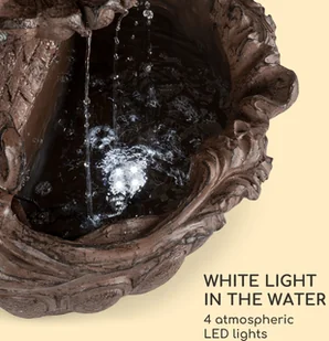 Blumfeldt Löwenstein, fontanna ścienna 2 W, pompa solarna, materiał: polyresin, 4 białe LED, kabel 5 m SOL1-Leo - Fontanny ogrodowe - miniaturka - grafika 4