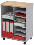 Systemy ekspozycyjne i znaki informacyjne - PAPERFLOW Organizer mobilny PAPERFLOW 9 półek otwartych 72x51,4x33cm szary bukowym blatem PFDC09N0223-10 - miniaturka - grafika 1