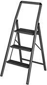 Drabiny - WENKO Aluminiowa drabina składana Compact 3-stopniowa, ciemnoszara, lekka i antypoślizgowa drabinka do gospodarstwa domowego, bezpieczna drabina stojąca, powlekana aluminium, 48 x 114,5 x 6 cm 50486800 - miniaturka - grafika 1
