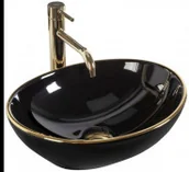 Umywalki - Rea U3695 Sofia Black Gold Edge Umywalka nablatowa - miniaturka - grafika 1
