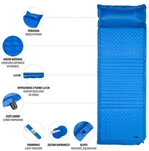CAMP NILS NC4001 NIEBIESKA 190x63x3.8 CM MATA SAMOPOMPUJĄCA Z PODUSZKĄ NILS 5907695546200 - Karimaty - miniaturka - grafika 11