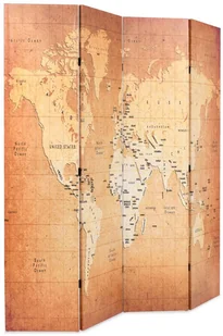 vidaXL Składany parawan, 160x180 cm, nadruk mapy świata, żółty - Parawany - miniaturka - grafika 3