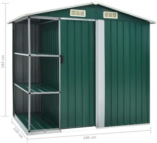 vidaXL Szopa ogrodowa z regałem, zielona, 205x130x183 cm, żelazna - Altany ogrodowe - miniaturka - grafika 8