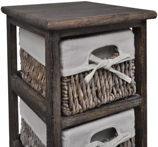 vidaXL Szafka drewniana, brąz, pojedyncza, z wiklinowymi koszami (x3) - Komody - miniaturka - grafika 7