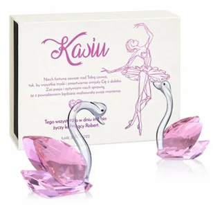Murrano Łabędzie kryształowe w pudełku z nadrukiem dla dziewczyny żony na imi KRSZ-LB-022 - Gadżety dla niej i dla niego - miniaturka - grafika 2