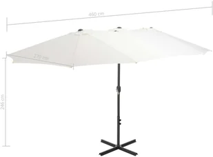 vidaXL Parasol ogrodowy na słupku aluminiowym, 460 x 270 cm, piaskowy - Parasole ogrodowe - miniaturka - grafika 8
