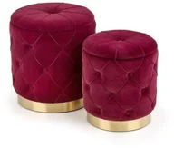 Pufy i podnóżki - Halmar Designerski zestaw dwóch puf POLLY w stylu glamour bordowo/złote V-CH-POLLY-PUFA-BORDOWY - miniaturka - grafika 1