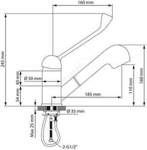 Stalgast Bateria umywalkowa z prysznicem 651111 - Baterie wannowe i prysznicowe - miniaturka - grafika 7