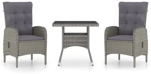 vidaXL 3-częściowy zestaw mebli ogrodowych, polirattan i szkło, szary - Meble ogrodowe - miniaturka - grafika 13