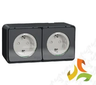 Gniazdka elektryczne - Schneider Electric MUREVA STYL Gniazdo 2 podwójne z uziemieniem SCHUKO 2P+PE IP55 antracyt MUR36029 MUR36029/SCH - miniaturka - grafika 1