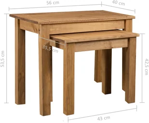 vidaXL 2 stoliki wsuwane pod siebie, drewno sosnowe, seria Panama - Ławy i stoliki kawowe - miniaturka - grafika 6