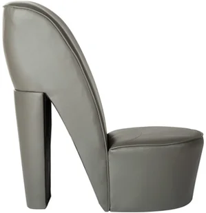 vidaXL Fotel w kształcie buta na obcasie, szary, sztuczna skóra - Fotele - miniaturka - grafika 2