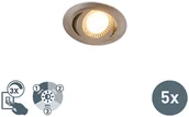 Oprawy, klosze i abażury - QAZQA Zestaw 5 nowoczesnych reflektorów wpuszczanych ze stali  w tym LED z 3-stopniowym ściemnianiem - Mio - miniaturka - grafika 1