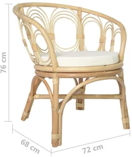 vidaXL Lumarko Krzesło stołowe z poduszką, naturalny rattan i len 325475 - Krzesła - miniaturka - grafika 6