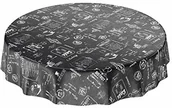 Obrusy i serwetki - ANRO Cerata, zmywalna, w stylu retro, motywy kawiarniane, czarny, okrągły 140 cm (E04110-RU140) - miniaturka - grafika 1