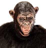 Stroje karnawałowe - WIDMANN Andreas 00425 3/4 maska szympans z otwartą jamy ustnej dla dorosłych, czarna - miniaturka - grafika 1