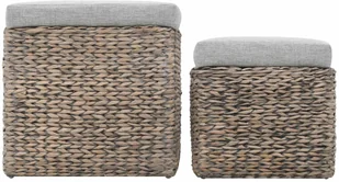 vidaXL Zestaw 2 pufów wyplecionych z trawy morskiej, szary - Pufy i podnóżki - miniaturka - grafika 4