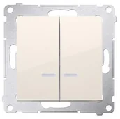 Wyłączniki światła i elektryczne - Kontakt Kontakt_Simon Łącznik świecznikowy z podświetleniem LED i do wersji IP44 (moduł) 16AX. 250V. zaciski śrubowe krem DW5ABL.01/41 - miniaturka - grafika 1
