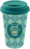 Kubki - Nuova Cer Easy life r2s PORCELANOWY KUBEK PODRÓŻNY - Good Things Take Time - Z POKRYWKĄ 350 ml 129 TM01 - miniaturka - grafika 1