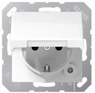 Gniazdka elektryczne - Jung JUNG gniazdo wtykowe z zestykiem ochronnym 16 A 250 V pęknięcia w bezpieczny sposób, z pokrywą na zawiasach seria AS 500 biel alpejska, 1 sztuki, AS 1520 BFKL WW AS 1520 BFKL WW - miniaturka - grafika 1
