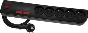 Elgotech Listwa zasilająca Przedłużacz przeciwprzepięciowy 5 gniazd z/u czarny 3m PSF2-503-2 - Listwy zasilające - miniaturka - grafika 2