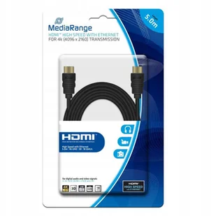 MediaRange Kabel HDMI MediaRange MRCS158 HDMI/HDMI with Ethernet, 5.0m, czarny MRCS158 - Kable - miniaturka - grafika 2