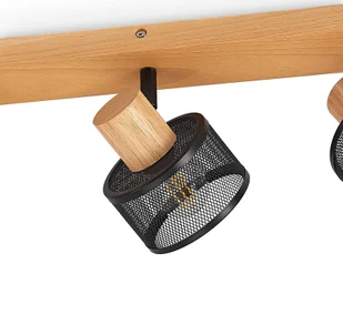 Lindby Evinora reflektor sufitowy z drewna, 3-pkt. - Lampy sufitowe - miniaturka - grafika 4