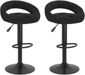 Taborety i hokery - vidaXL Stołki barowe, 2 szt., czarne, obite aksamitem - miniaturka - grafika 1