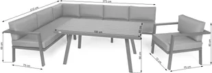 HOME &amp; GARDEN Narożne meble ogrodowe aluminiowe Miami Grey / Window Grey 489652 - Meble ogrodowe - miniaturka - grafika 13