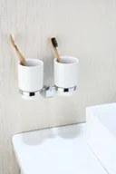 Kubki na szczoteczki do zębów - Art Platino EMIRA Uchwyt z dwoma szklankami wykończenie chrom EMI-85052 - miniaturka - grafika 1
