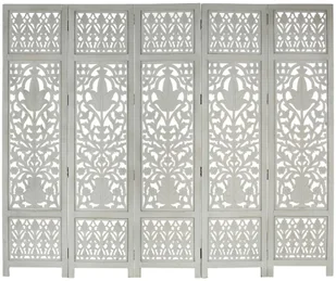 VidaXL VidaXL Parawan 5-panelowy, rzeźbiony, szary, 200x165 cm, drewno mango 285333 - Parawany - miniaturka - grafika 12