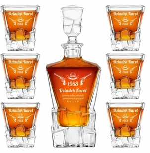 Murrano Karafka Ice Blink i 6 szklanek z grawerem dla konesera whisky KARIB_6xSZIB-036 - Karafki - miniaturka - grafika 14