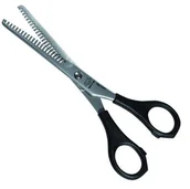 Nożyczki fryzjerskie - Henbor nożyczki degażówki dwustronne plastikowe rączki Accademy 745/6" - miniaturka - grafika 1