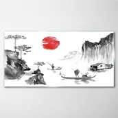 Obrazy i zdjęcia - PL Coloray Obraz Szklany Japoński tusz azjatycki rybak 120x60cm - miniaturka - grafika 1