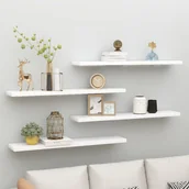 Półki do salonu - vidaXL Półki ścienne, 4 szt., dębowo-białe, 120 x 23,5 x 3,8 cm, MDF vidaXL - miniaturka - grafika 1