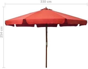vidaXL Parasol ogrodowy na drewnianym słupku, 330 cm, terakota vidaXL - Parasole ogrodowe - miniaturka - grafika 5