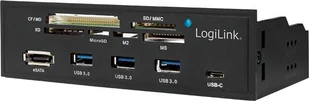 Logilink UA0341-5,25" wielofunkcyjny panel z: wbudowanym czytnikiem kart (M2, MS, SD, micro-SD, XD, CF) / USB 3.0 Hub (3 porty) / USB-C/eSATA UA0341 - Czytniki kart pamięci - miniaturka - grafika 2