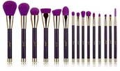 Pędzle do makijażu - Jessup Make-Up-zestaw pędzli T114, 15-częściowy, liliowy/dunkellia cienie do powiek, puder-/Foundation-/-/Lid Kreska-/warg/konturier-/Concealer-/blender pędzel SK15-114 - miniaturka - grafika 1
