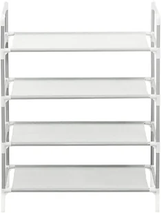 vidaXL Lumarko Stojak na buty z 4 półkami, metal i włóknina, srebrny 330042 - Szafki na buty - miniaturka - grafika 4