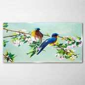 Obrazy i zdjęcia - PL Coloray Obraz na Szkle gałęzie liście kwiaty ptaki 100x50cm - miniaturka - grafika 1